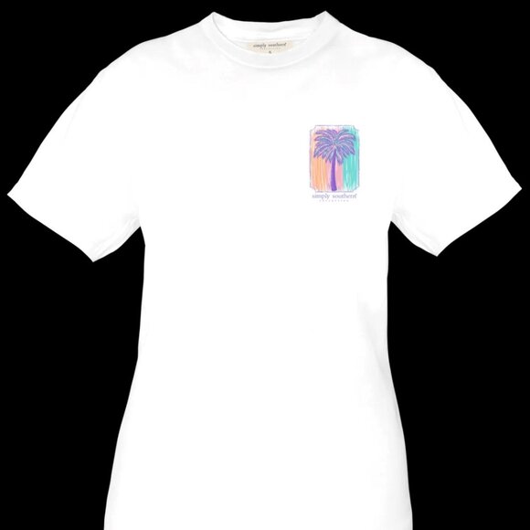 Palm White Tee by Simply Southern Sizes Med & Large Available! 1day Sale - Picture 2 of 3